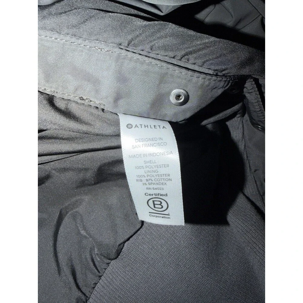 Athleta Jetset Bomber Jacket Womens Small Black Full Zip Hidden Hood
